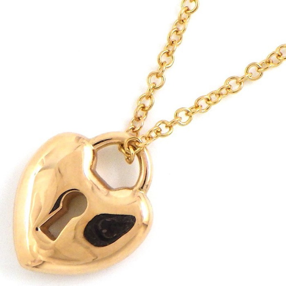 Tiffany Heart Lock Necklace Pink Gold